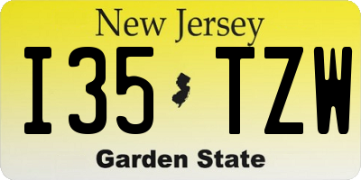 NJ license plate I35TZW