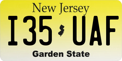NJ license plate I35UAF