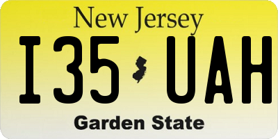 NJ license plate I35UAH