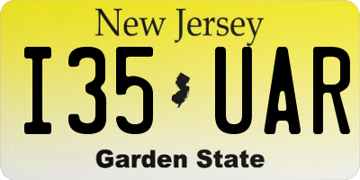 NJ license plate I35UAR