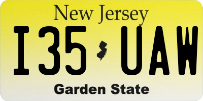 NJ license plate I35UAW
