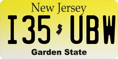 NJ license plate I35UBW