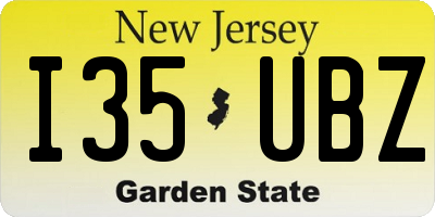 NJ license plate I35UBZ