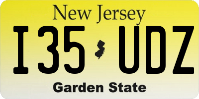 NJ license plate I35UDZ