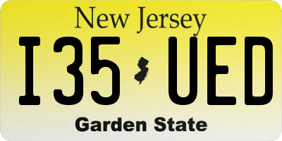 NJ license plate I35UED