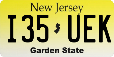 NJ license plate I35UEK