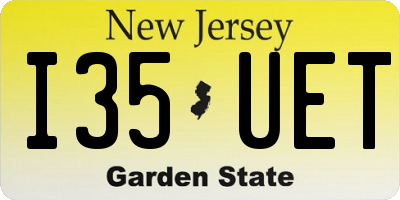 NJ license plate I35UET