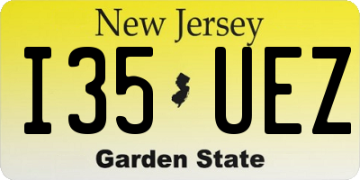 NJ license plate I35UEZ