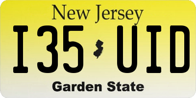 NJ license plate I35UID