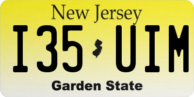 NJ license plate I35UIM