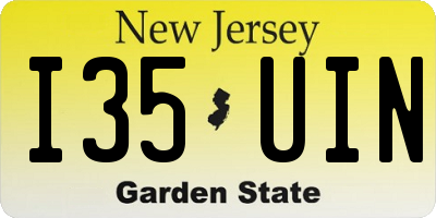 NJ license plate I35UIN