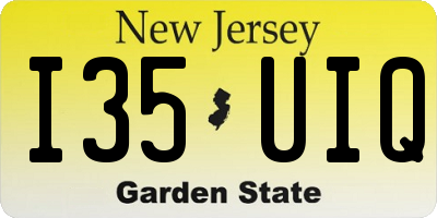NJ license plate I35UIQ
