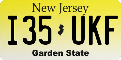 NJ license plate I35UKF