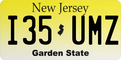 NJ license plate I35UMZ