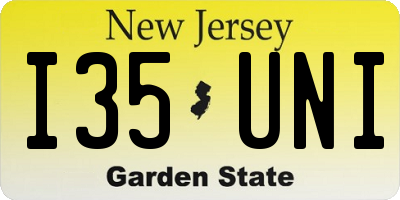 NJ license plate I35UNI