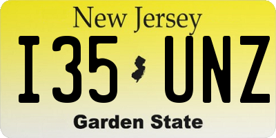 NJ license plate I35UNZ