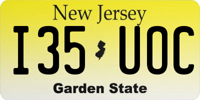 NJ license plate I35UOC