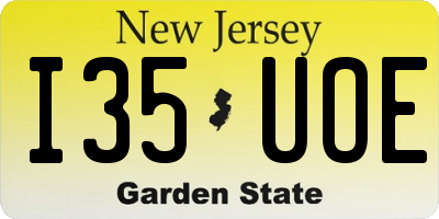 NJ license plate I35UOE