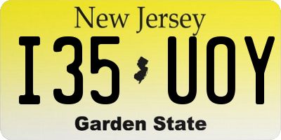 NJ license plate I35UOY