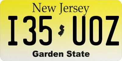 NJ license plate I35UOZ