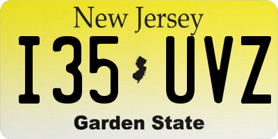 NJ license plate I35UVZ