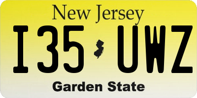 NJ license plate I35UWZ