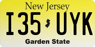 NJ license plate I35UYK