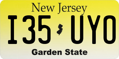 NJ license plate I35UYO