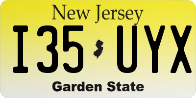 NJ license plate I35UYX