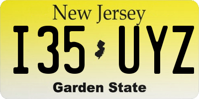 NJ license plate I35UYZ