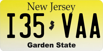 NJ license plate I35VAA