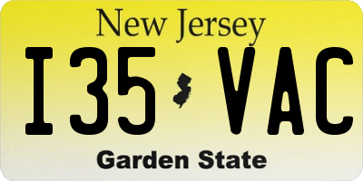 NJ license plate I35VAC