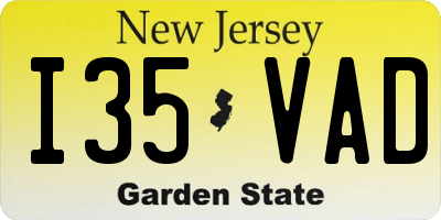 NJ license plate I35VAD