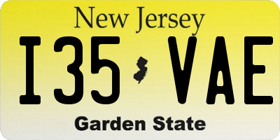 NJ license plate I35VAE