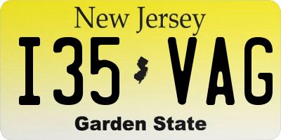 NJ license plate I35VAG