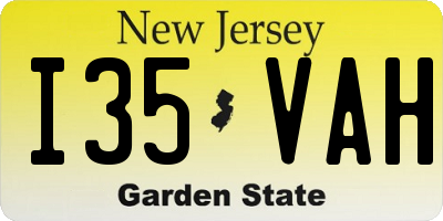NJ license plate I35VAH