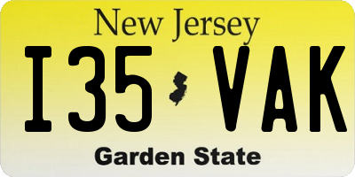NJ license plate I35VAK