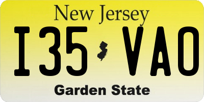 NJ license plate I35VAO