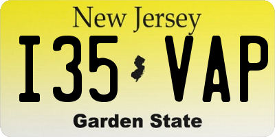 NJ license plate I35VAP