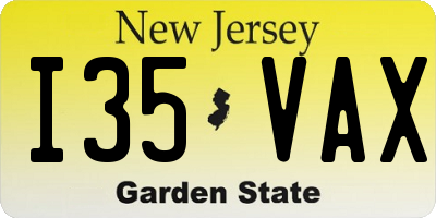 NJ license plate I35VAX