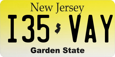 NJ license plate I35VAY