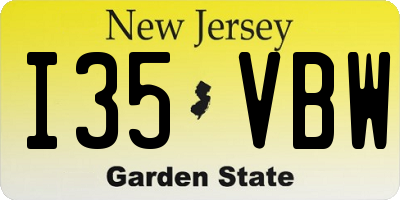 NJ license plate I35VBW