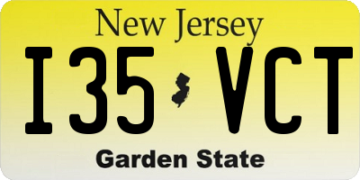NJ license plate I35VCT