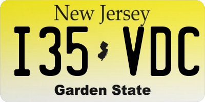 NJ license plate I35VDC