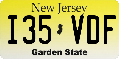 NJ license plate I35VDF