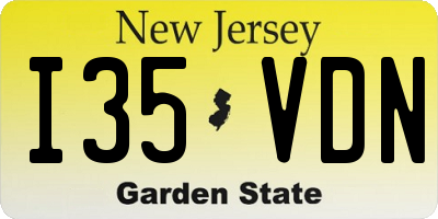 NJ license plate I35VDN