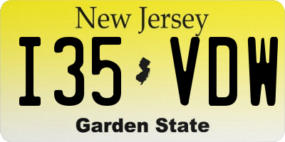 NJ license plate I35VDW