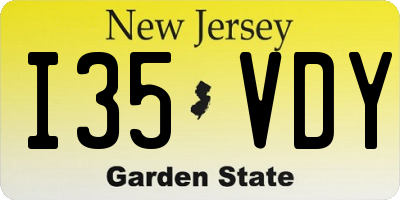 NJ license plate I35VDY