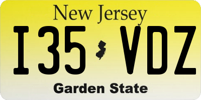 NJ license plate I35VDZ