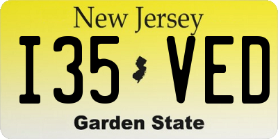 NJ license plate I35VED
